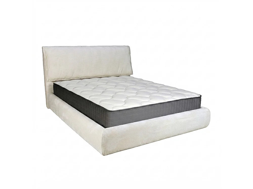 Lit Coffre 160x200 Tissu Beige avec Matelas — vue 3
