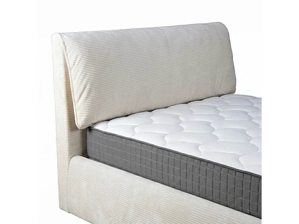 Lit Coffre 160x200 Tissu Beige avec Matelas — vue 8