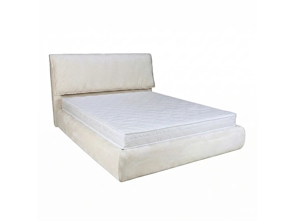 Lit Coffre 140x190 Tissu Beige avec Matelas — vue 4