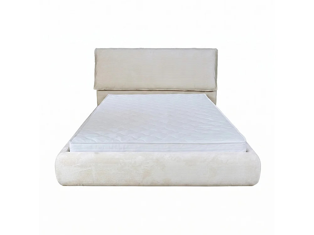 Lit Coffre 140x190 Tissu Beige avec Matelas — vue 5