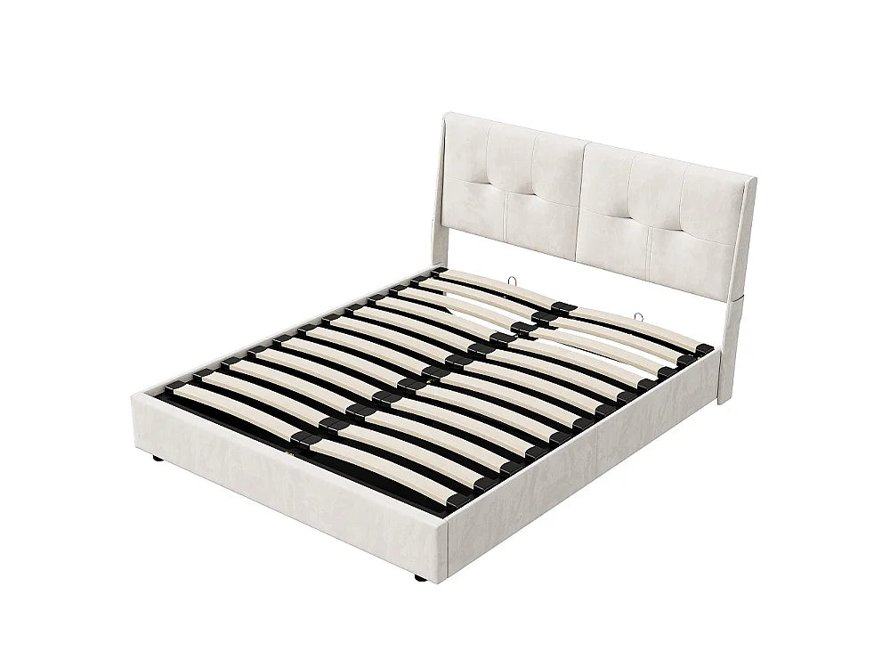 Lit Coffre 140x200 Velours Beige avec LED — vue 6