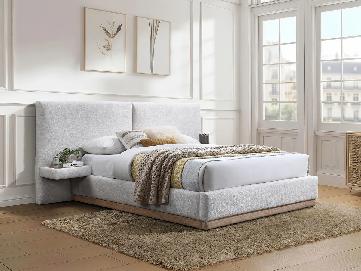 Lit Coffre 160x200 Bois Beige avec Chevets
