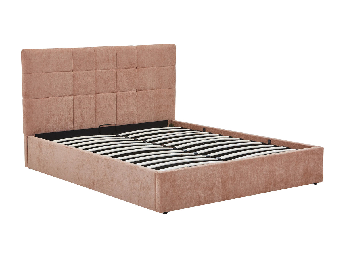 Lit Coffre 160x200 Tissu Terracotta Capitonné - HOPEYA — vue 3