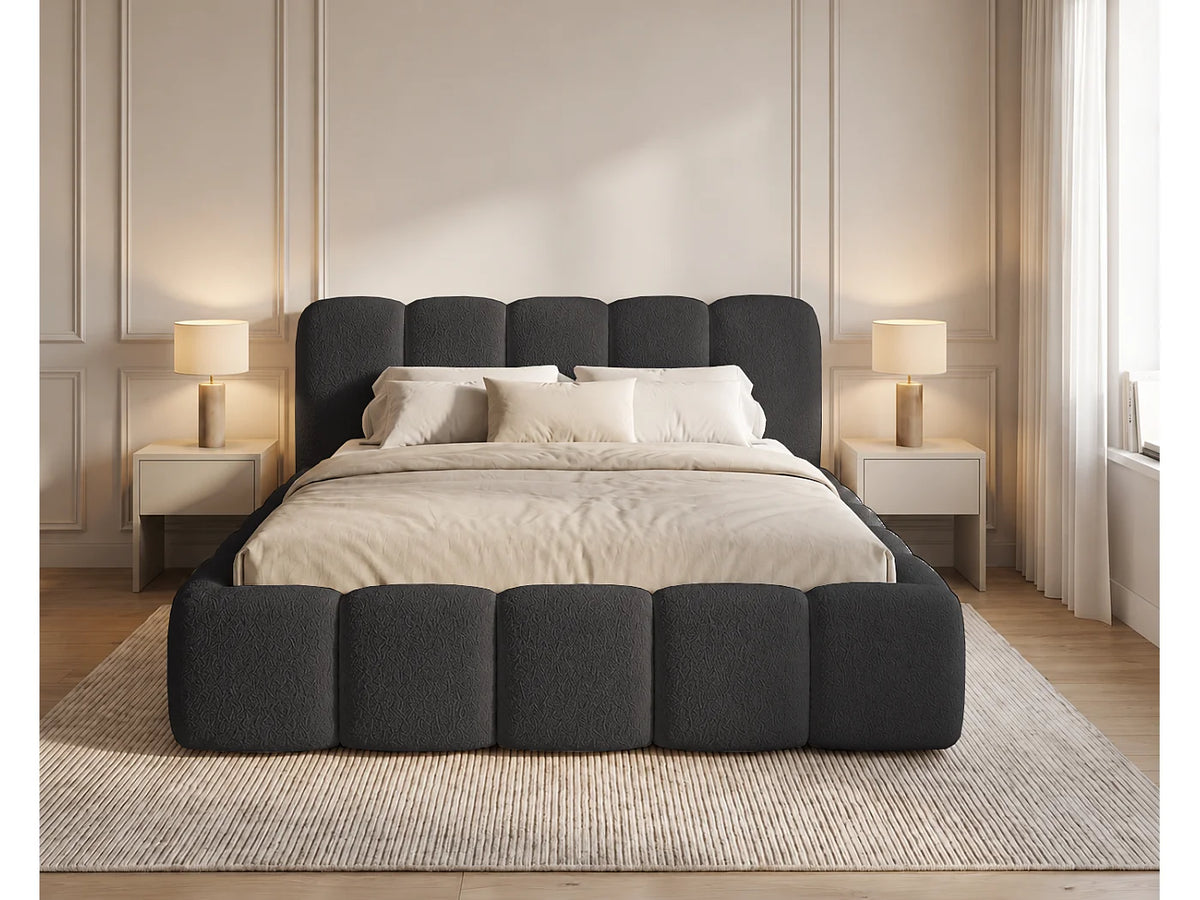Lit Coffre 180x200 Tissu Bouclette Noir — vue 2