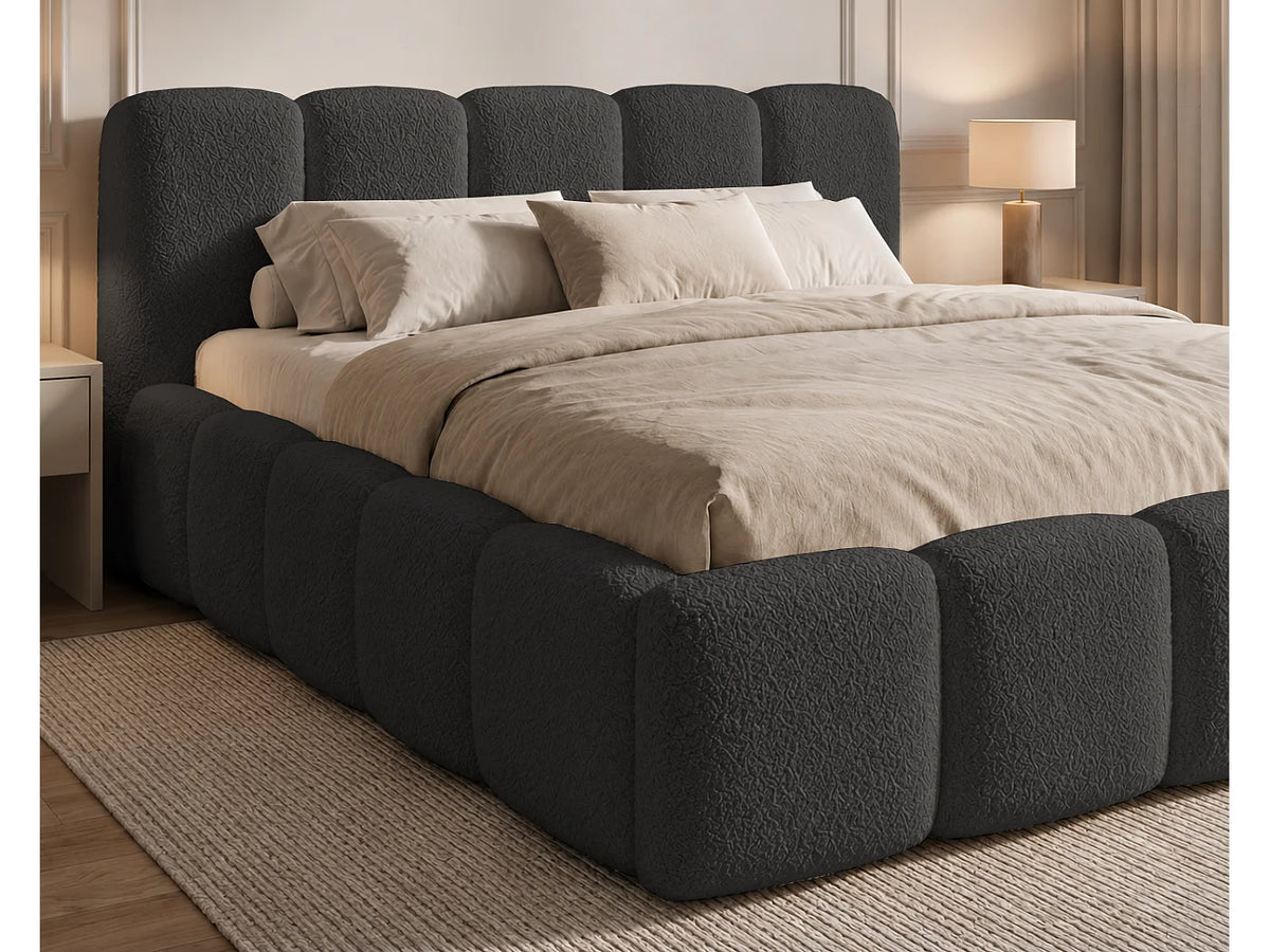 Lit Coffre 180x200 Tissu Bouclette Noir — vue 3