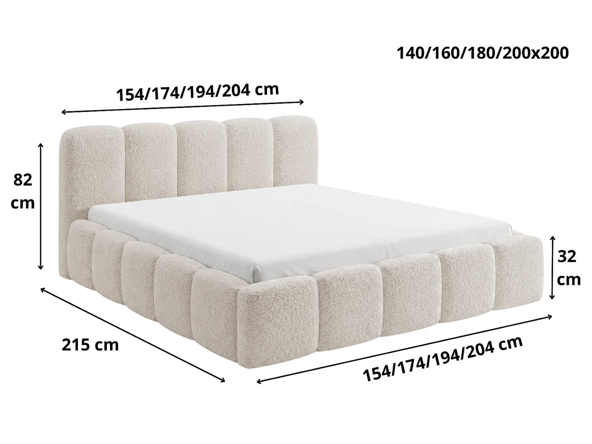 Lit Coffre 180x200 Tissu Bouclette Noir — vue 7