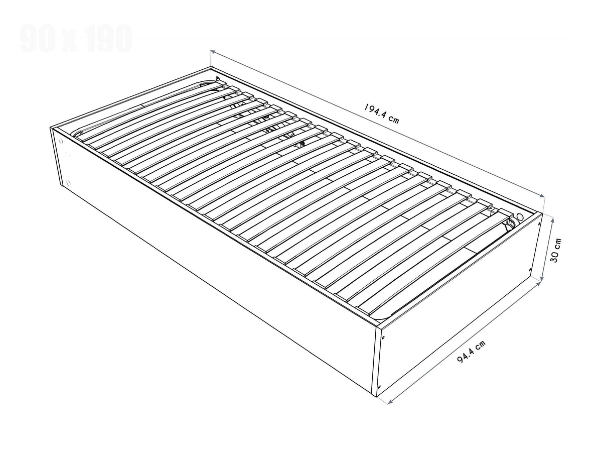 Lit Coffre 90x190 Bois Naturel clair — vue 6