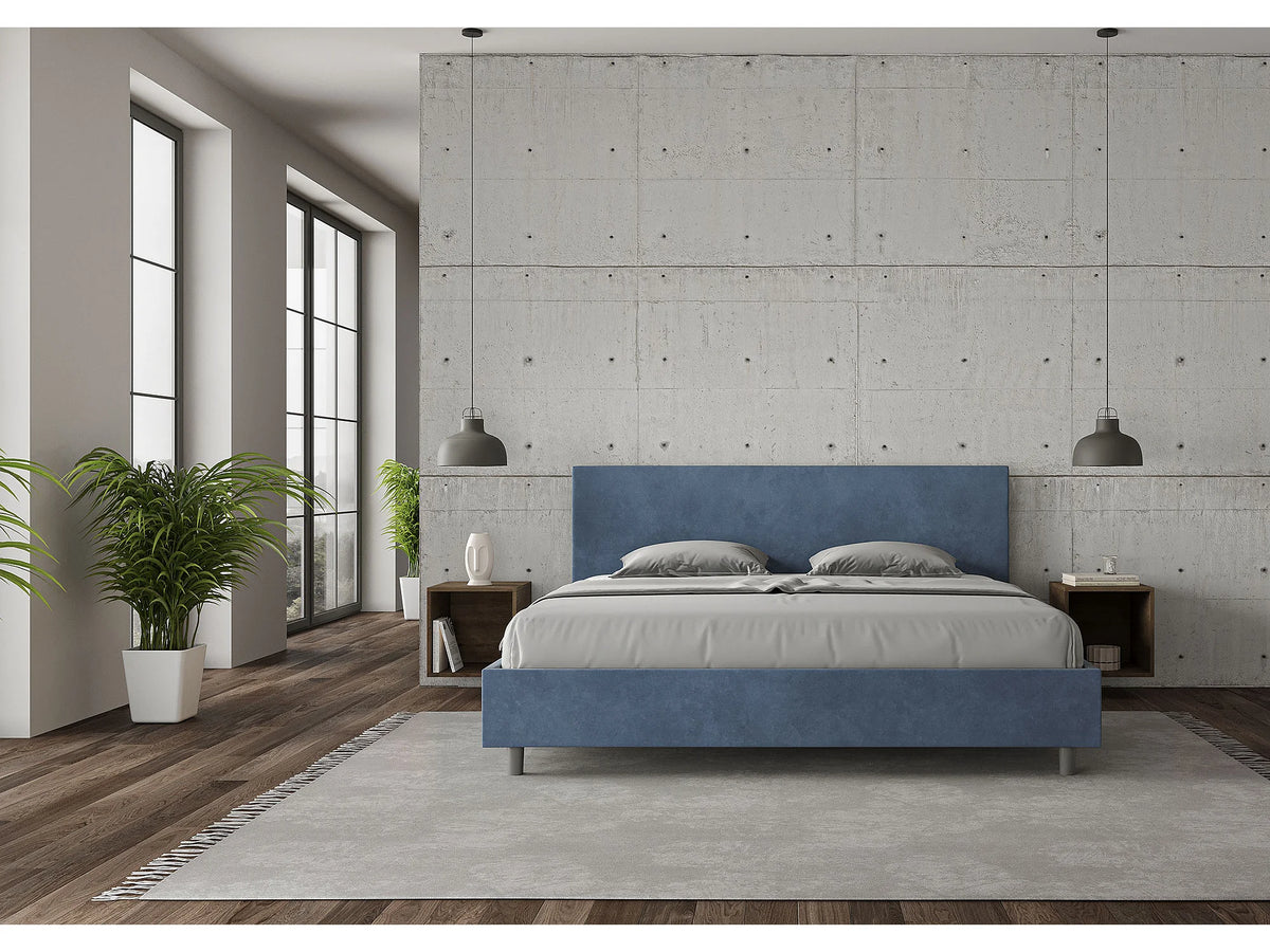 Lit Coffre 200x200 Microfibre Bleu Capitonné — vue 3