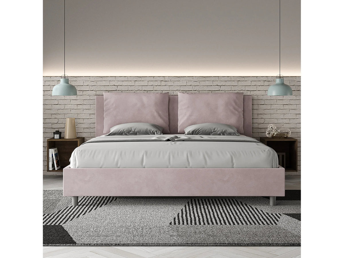 Lit Coffre 200x200 Microfibre Mauve Capitonné — vue 2
