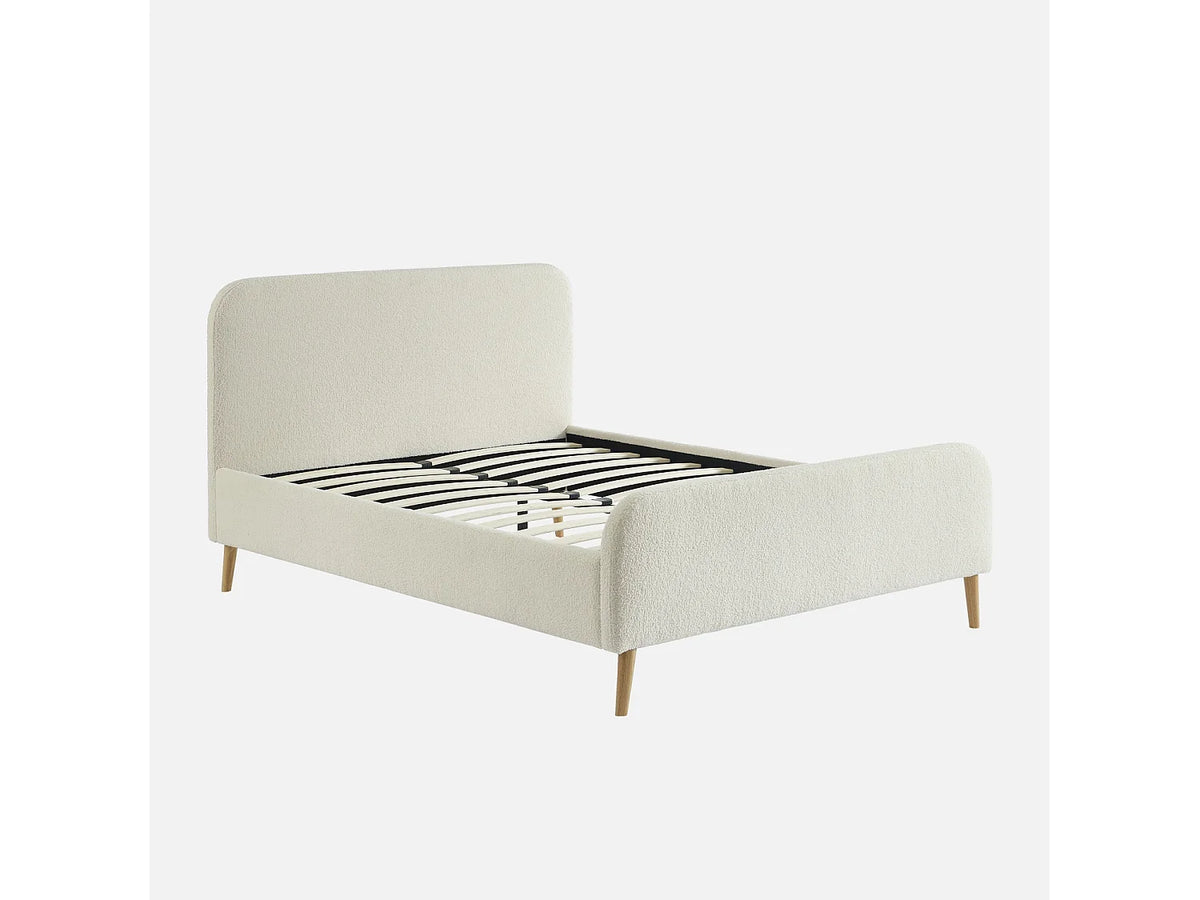 Lit Coffre 140x190 Tissu Bouclette Crème — vue 2