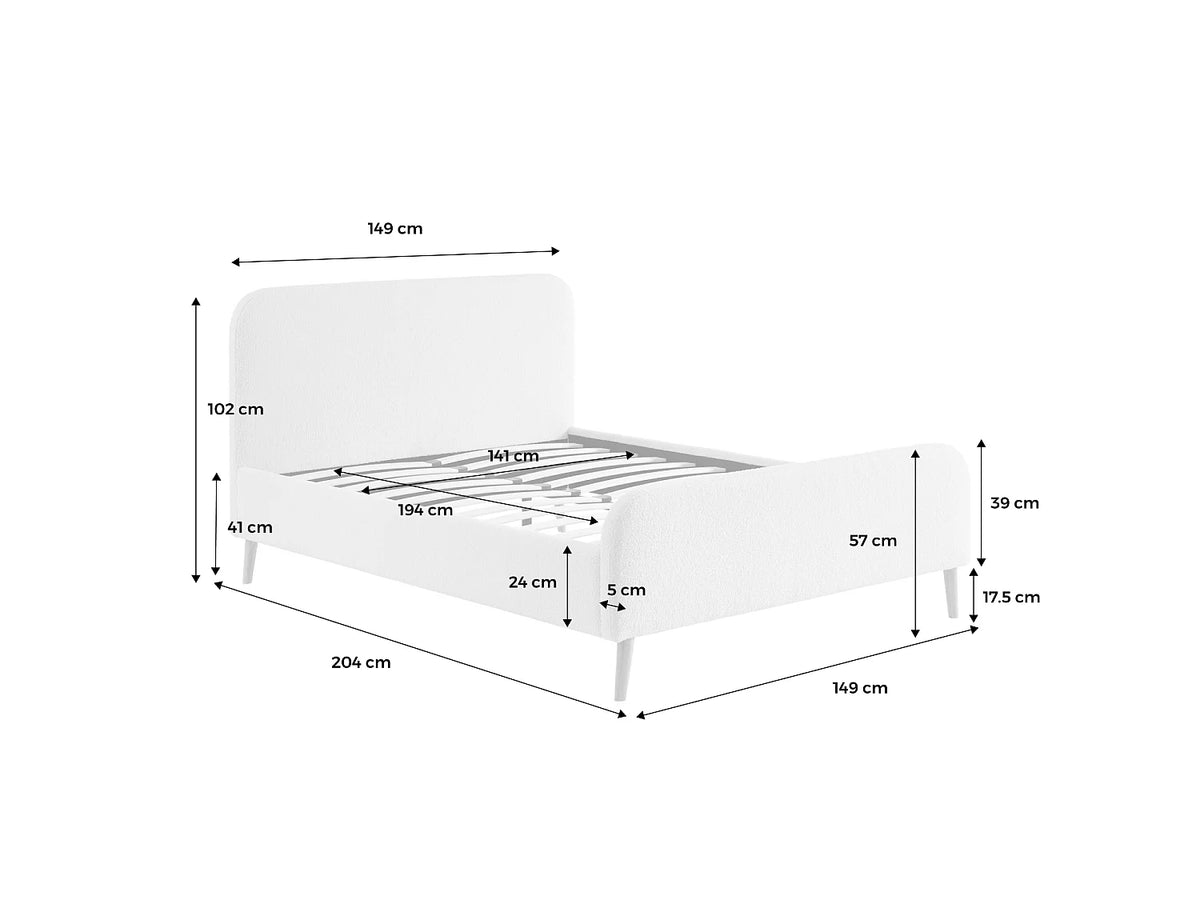 Lit Coffre 140x190 Tissu Bouclette Crème — vue 4