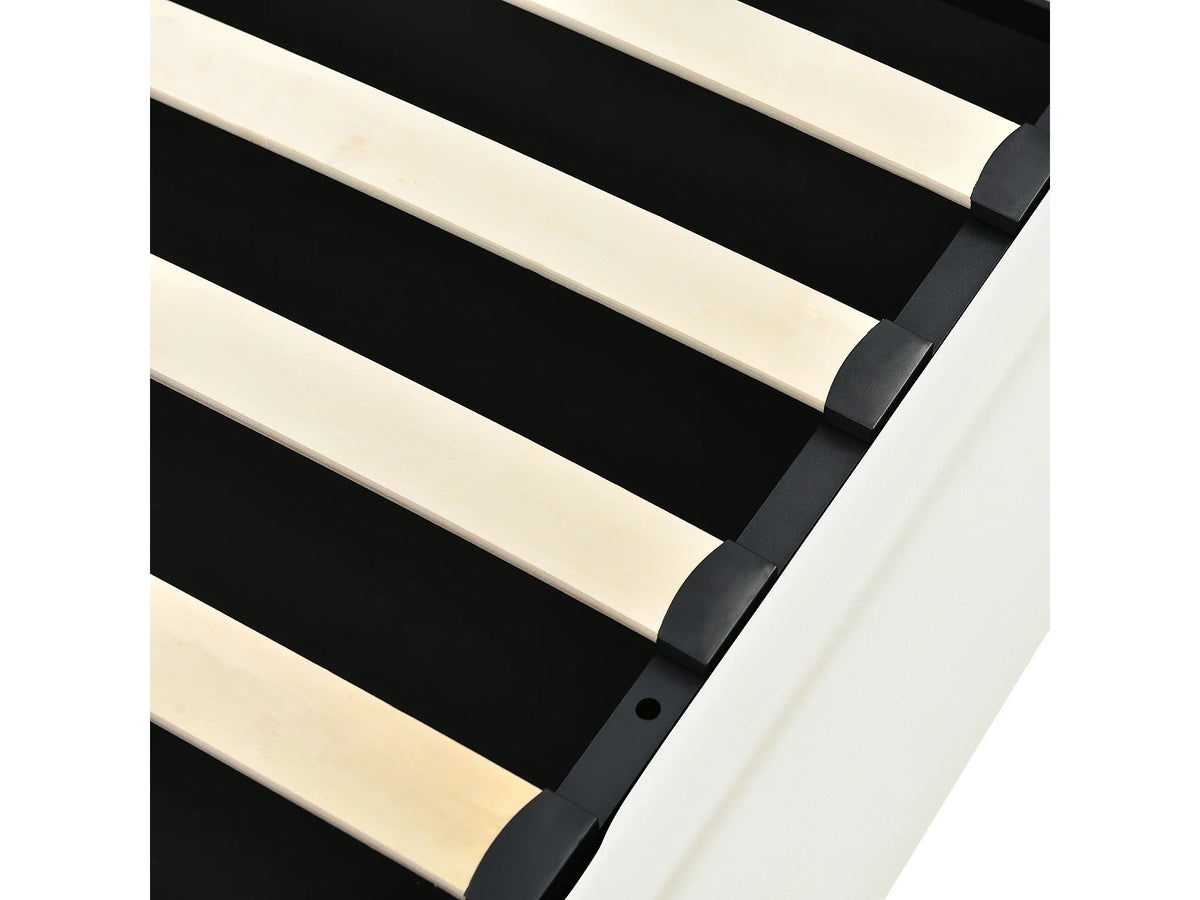 Lit Coffre 140x200 Simili Cuir Blanc avec LED — vue 10