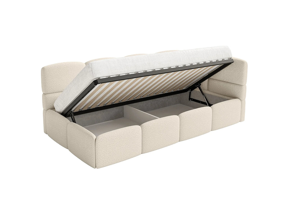 Lit Coffre 90x200 Tissu Beige — vue 3