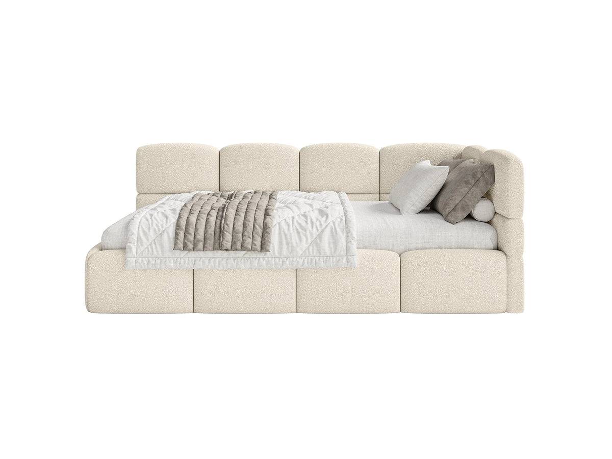 Lit Coffre 90x200 Tissu Beige — vue 5