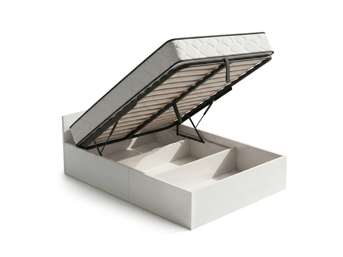 Lit Coffre 120x200 Composite Blanc avec Matelas — vue 5