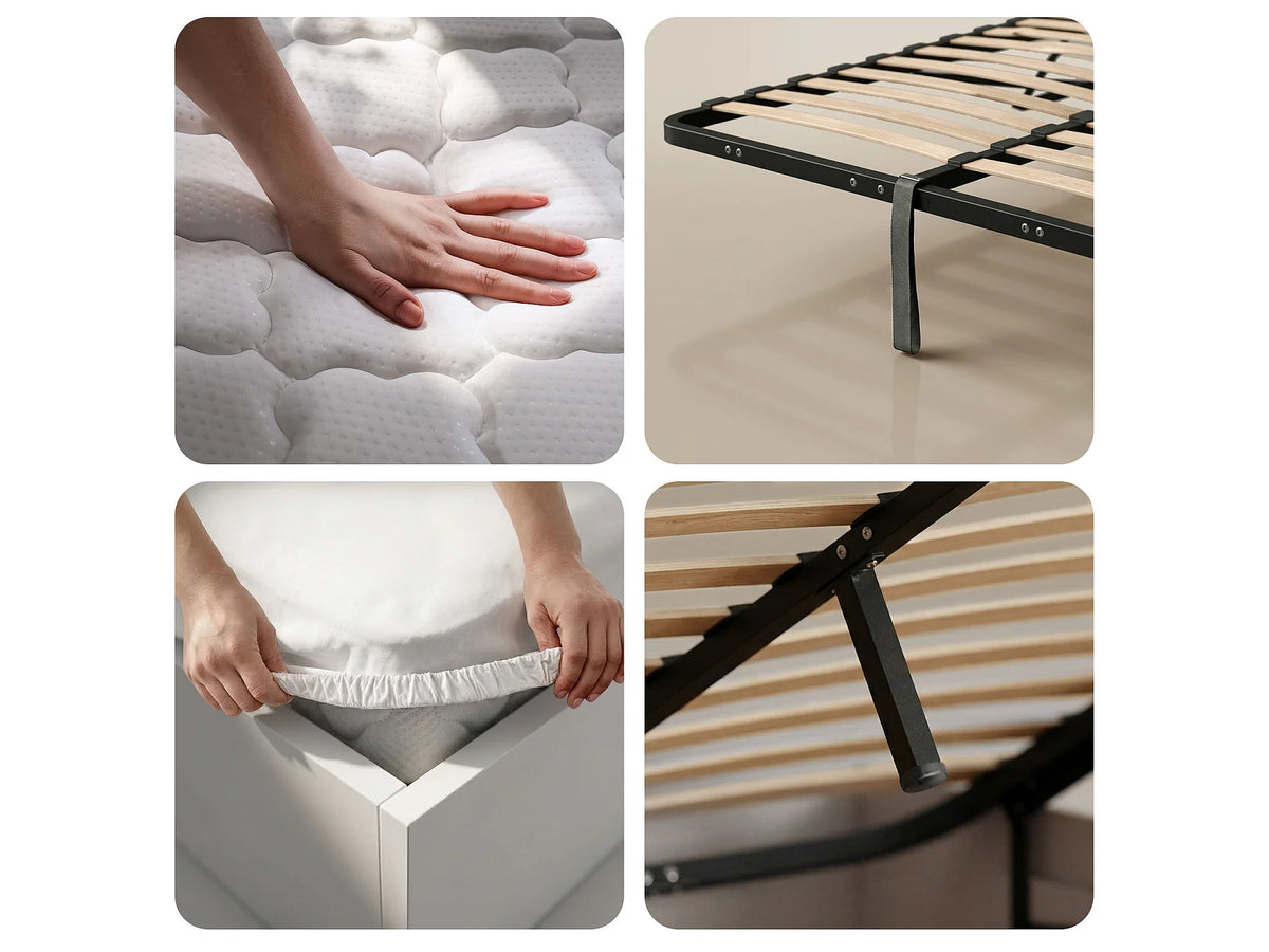Lit Coffre 120x200 Composite Blanc avec Matelas — vue 8