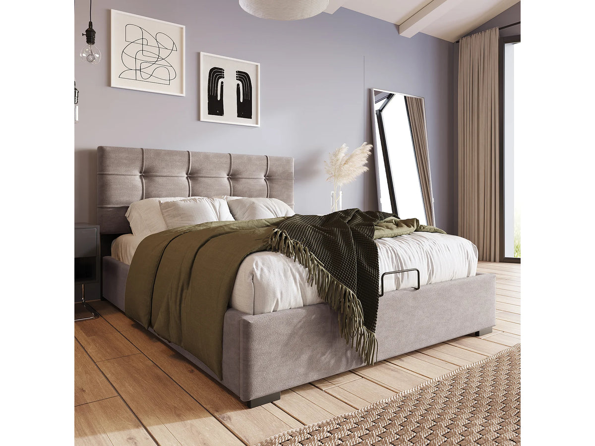 Lit Coffre 140x200 Bois Gris