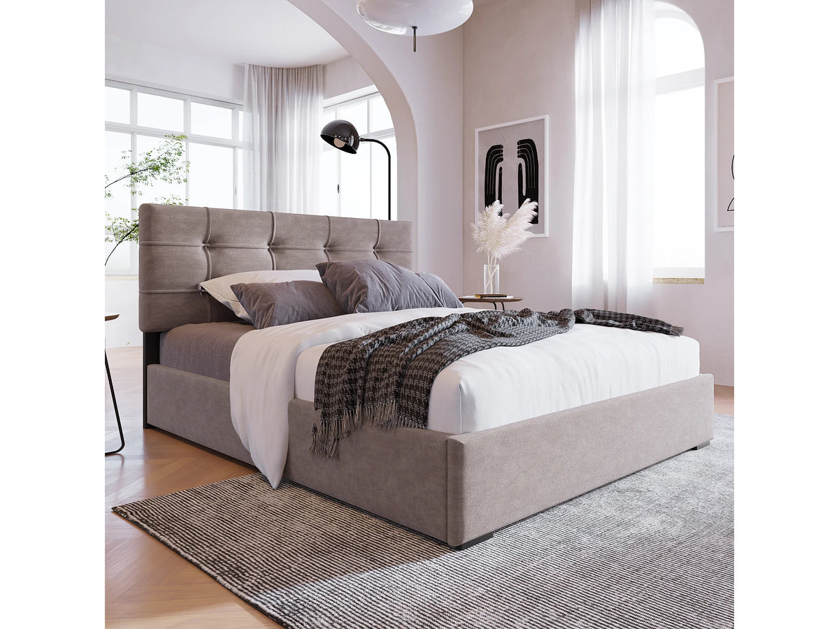 Lit Coffre 140x200 Bois Gris — vue 2