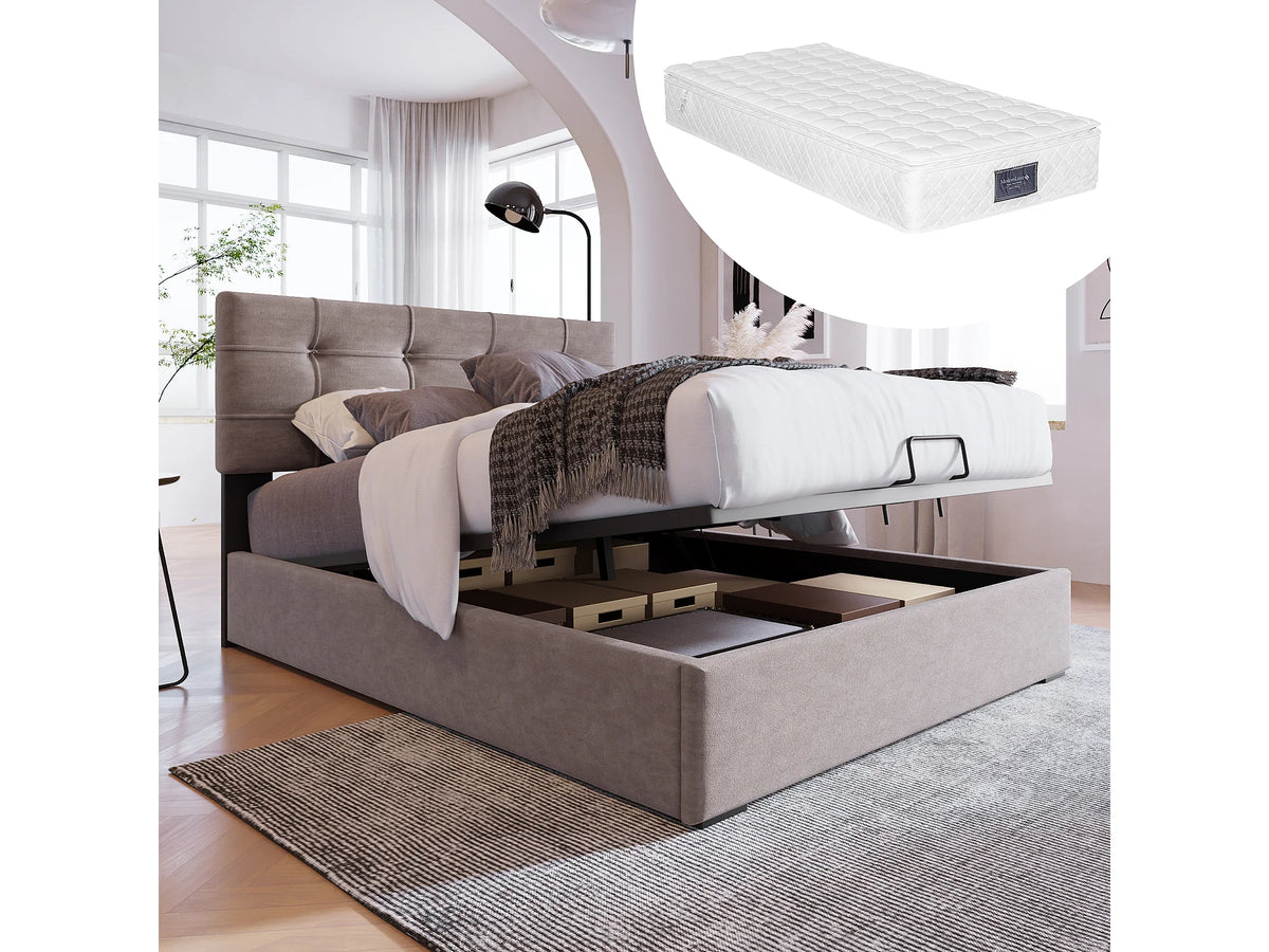 Lit Coffre 140x200 Bois Gris — vue 3