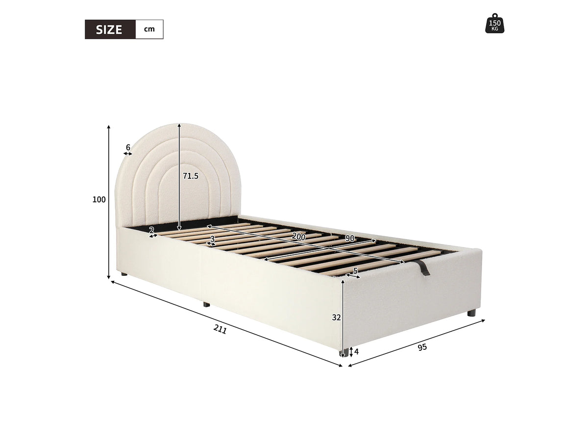 Lit Coffre 90x200 Bois Beige avec Chevets — vue 4