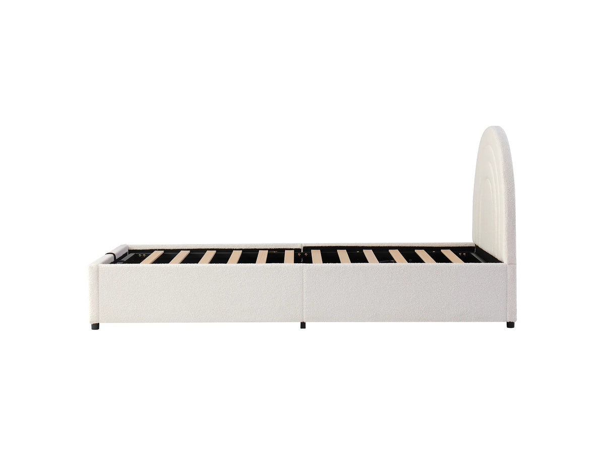 Lit Coffre 90x200 Bois Beige avec Chevets — vue 7