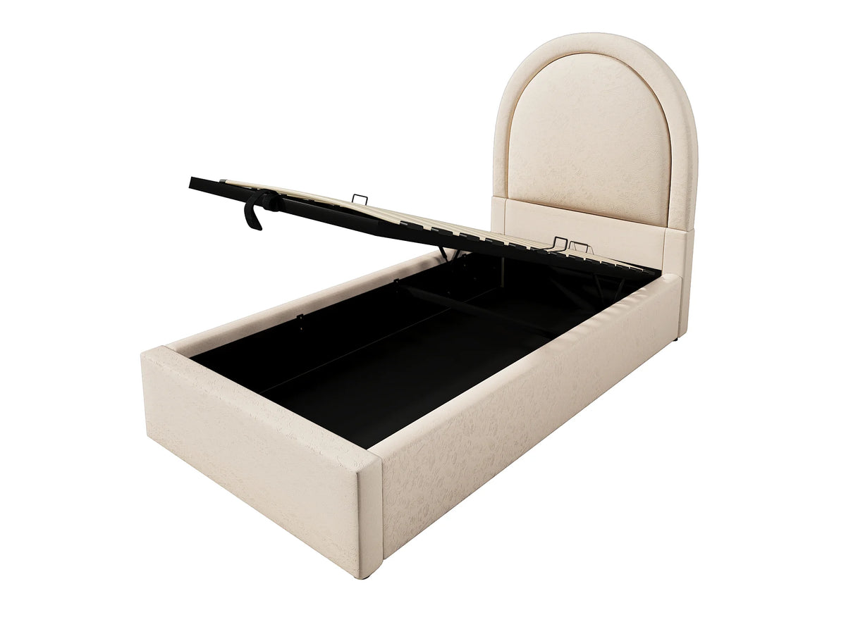 Lit Coffre 90x190 Simili Cuir Beige — vue 3