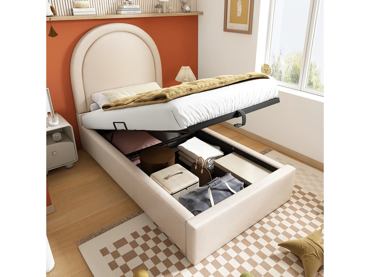 Lit Coffre 90x190 Simili Cuir Beige — vue 6