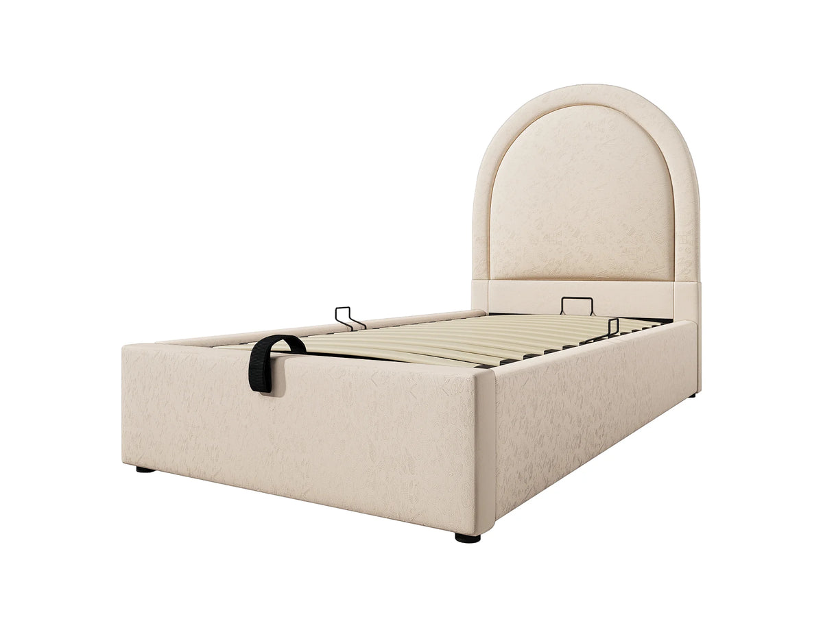 Lit Coffre 90x190 Simili Cuir Beige — vue 8