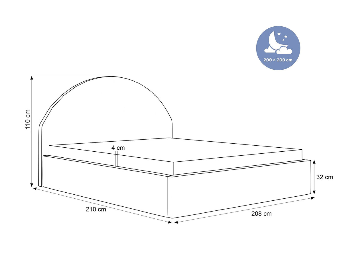 Lit Coffre 200x200 Tissu Bouclette Gris clair — vue 5
