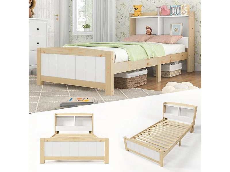 Lit Coffre 90x200 Bois Beige avec Matelas — vue 5
