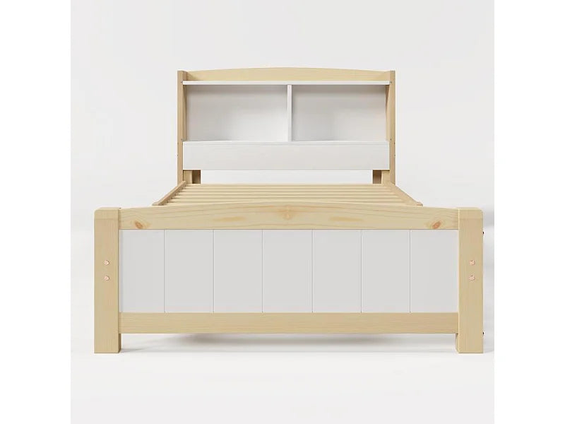 Lit Coffre 90x200 Bois Beige avec Matelas — vue 8