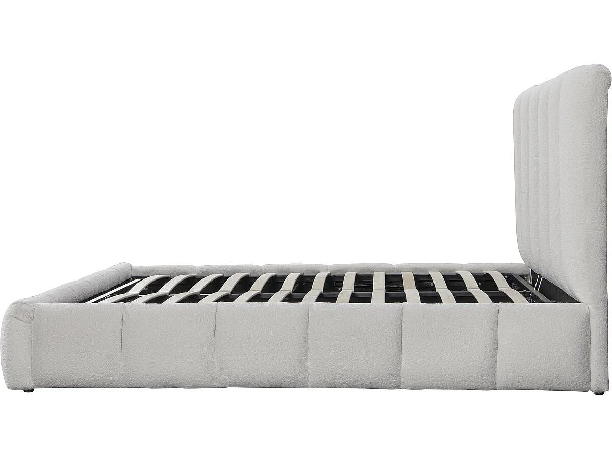 Lit Coffre 140x190 Tissu Bouclette Blanc — vue 5