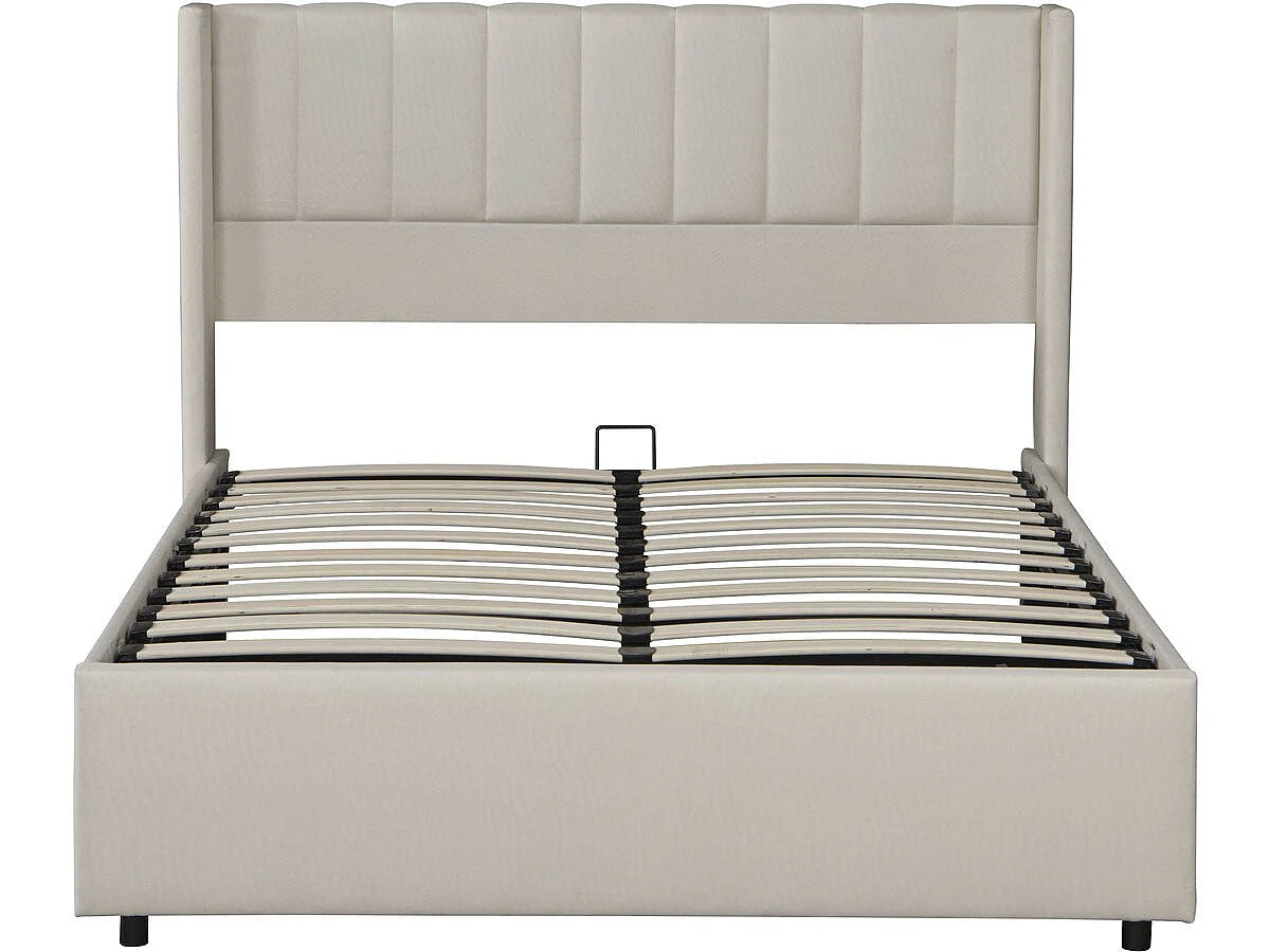 Lit Coffre 140x190 Tissu Lin Beige — vue 5