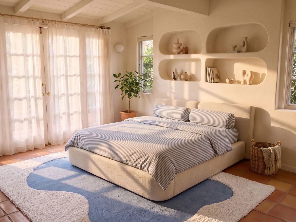 Lit Coffre 140x190 Tissu Beige
