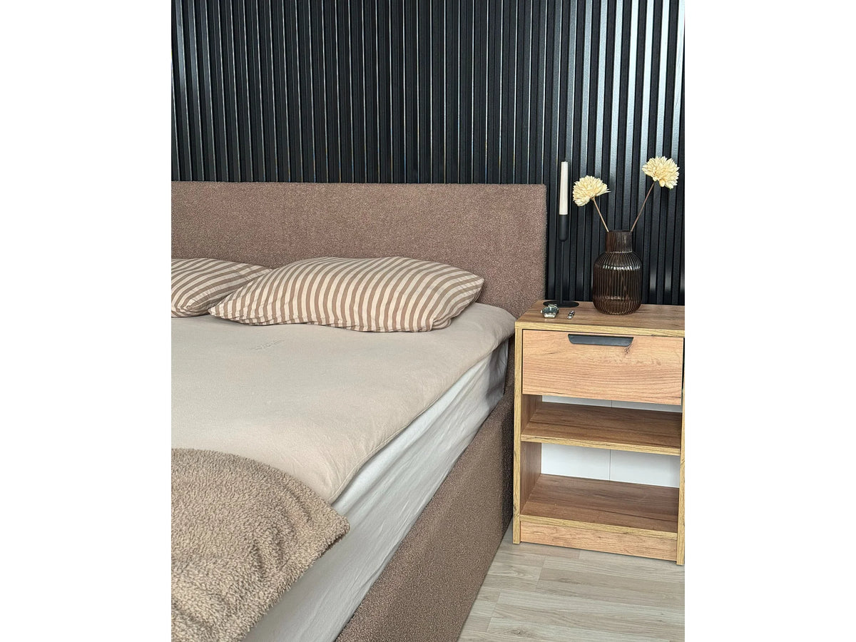 Lit Coffre 140x200 Tissu Bouclette Marron — vue 9