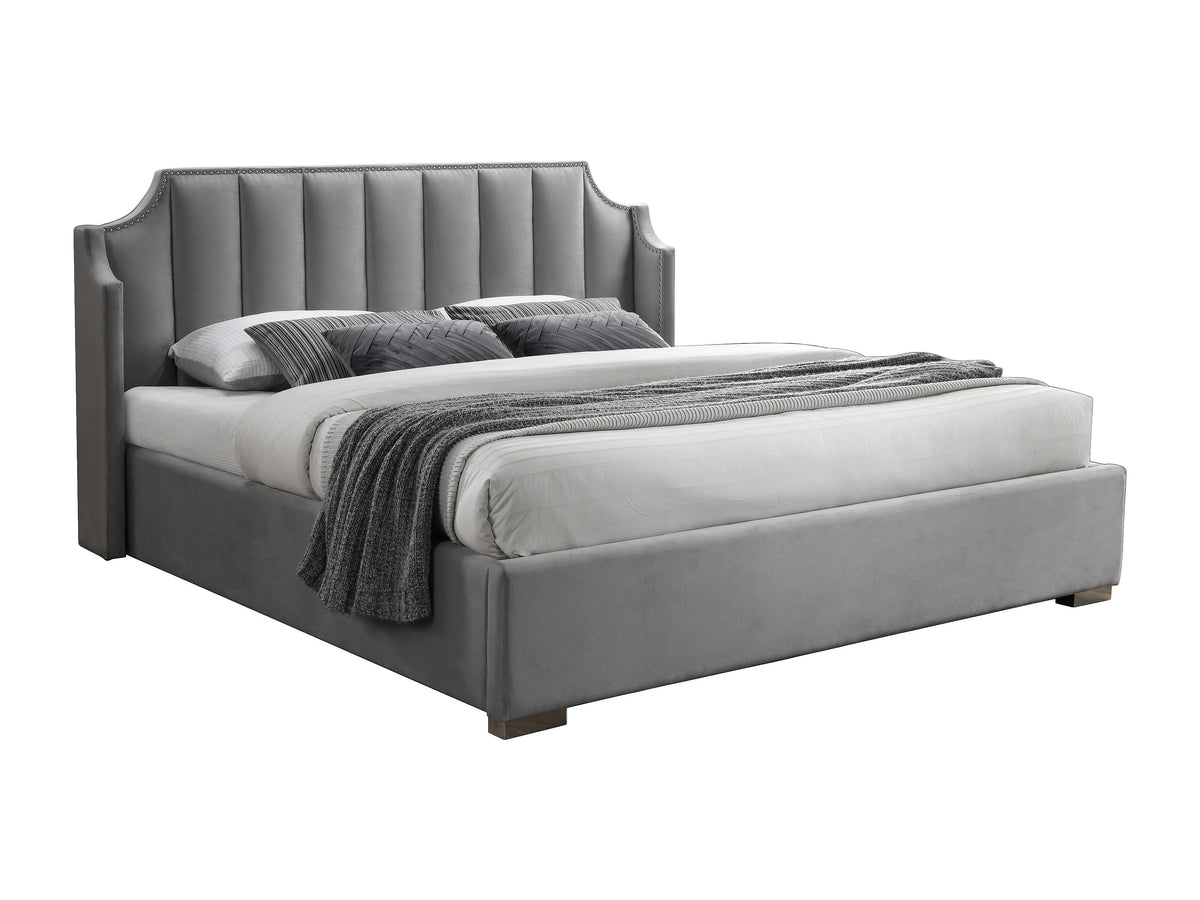 Lit Coffre 180x200 Velours Gris clair - TEOMIS — vue 4