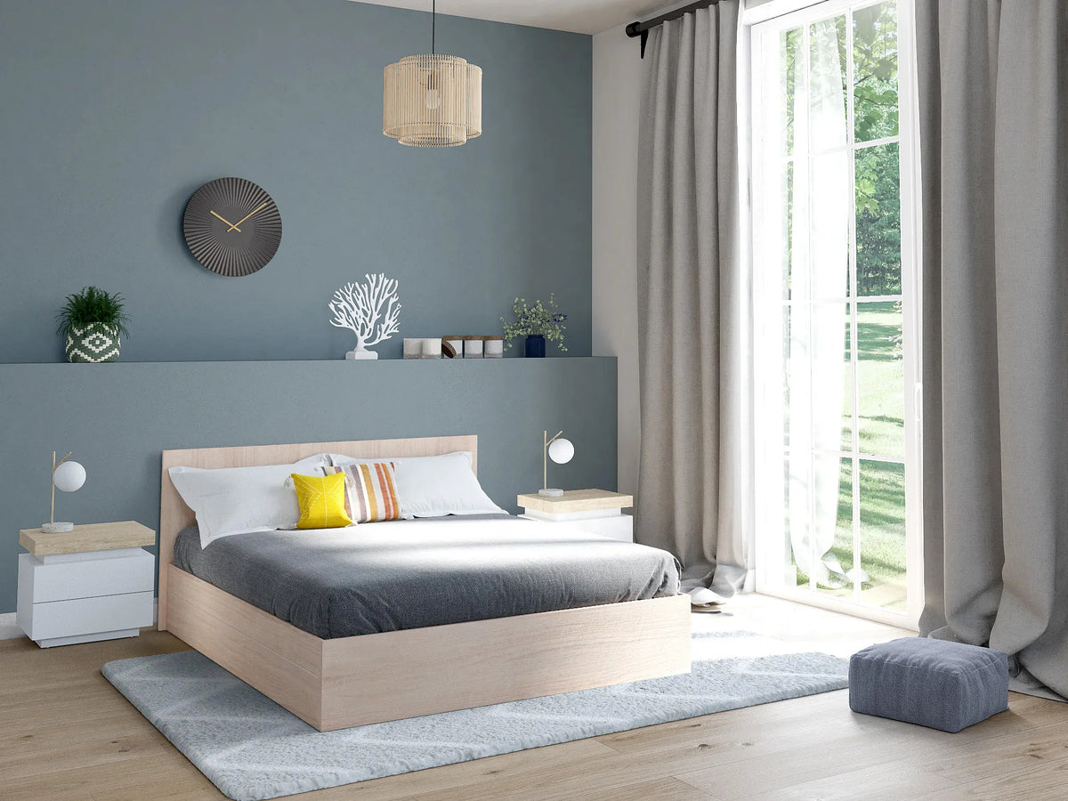 Lit Coffre 160x200 Bois Naturel clair - ELPHEGE