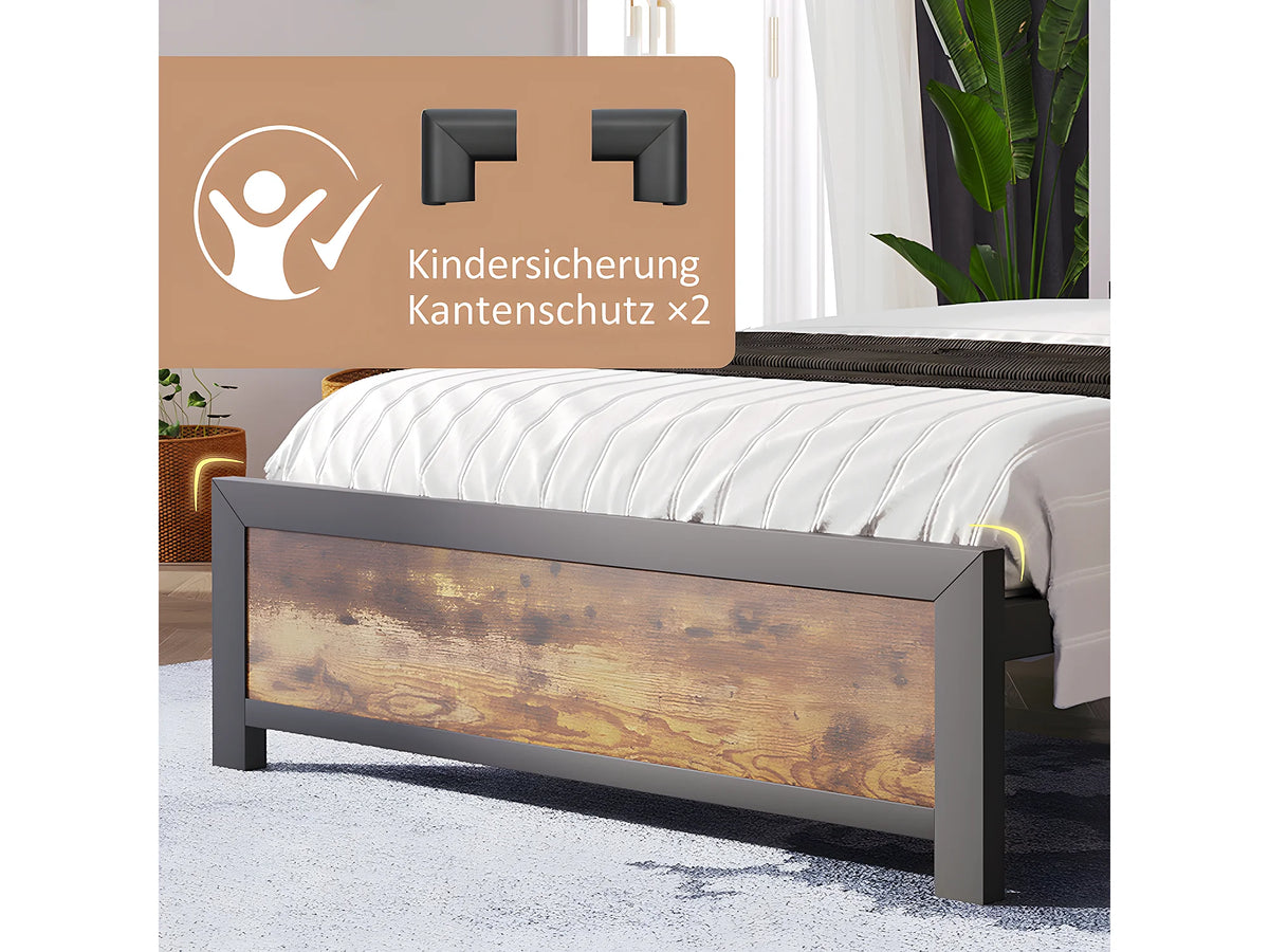 Lit Coffre 90x200 Bois Naturel foncé — vue 9