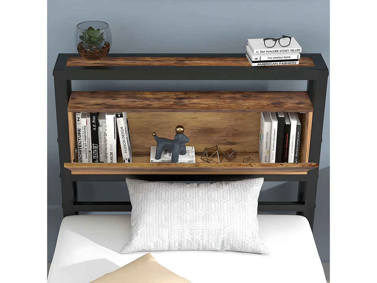 Lit Coffre 90x200 Bois Naturel foncé — vue 10