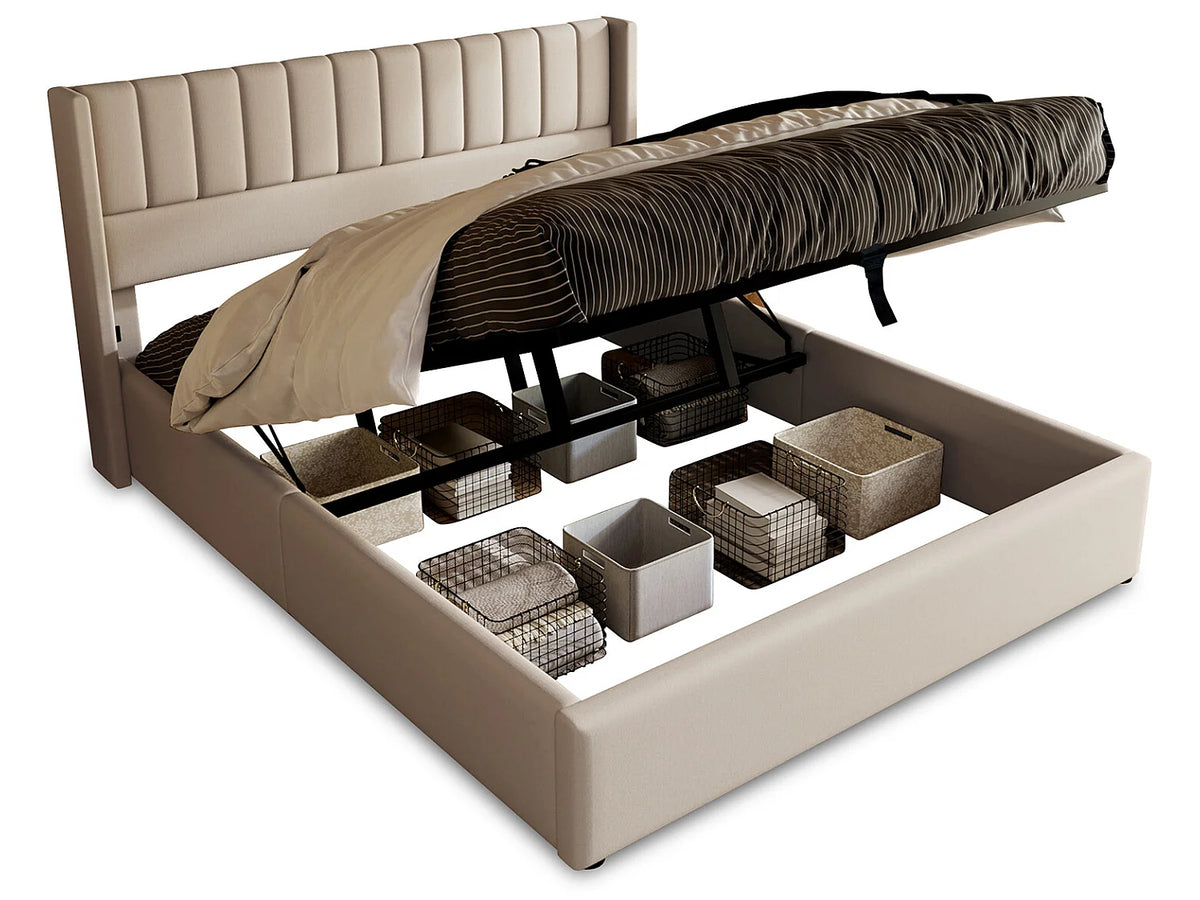 Lit Coffre 160x200 Bois Beige — vue 4