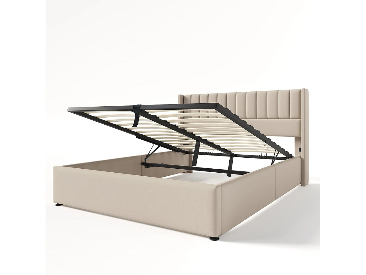 Lit Coffre 160x200 Bois Beige — vue 5