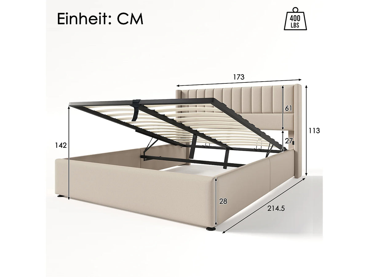 Lit Coffre 160x200 Bois Beige — vue 9