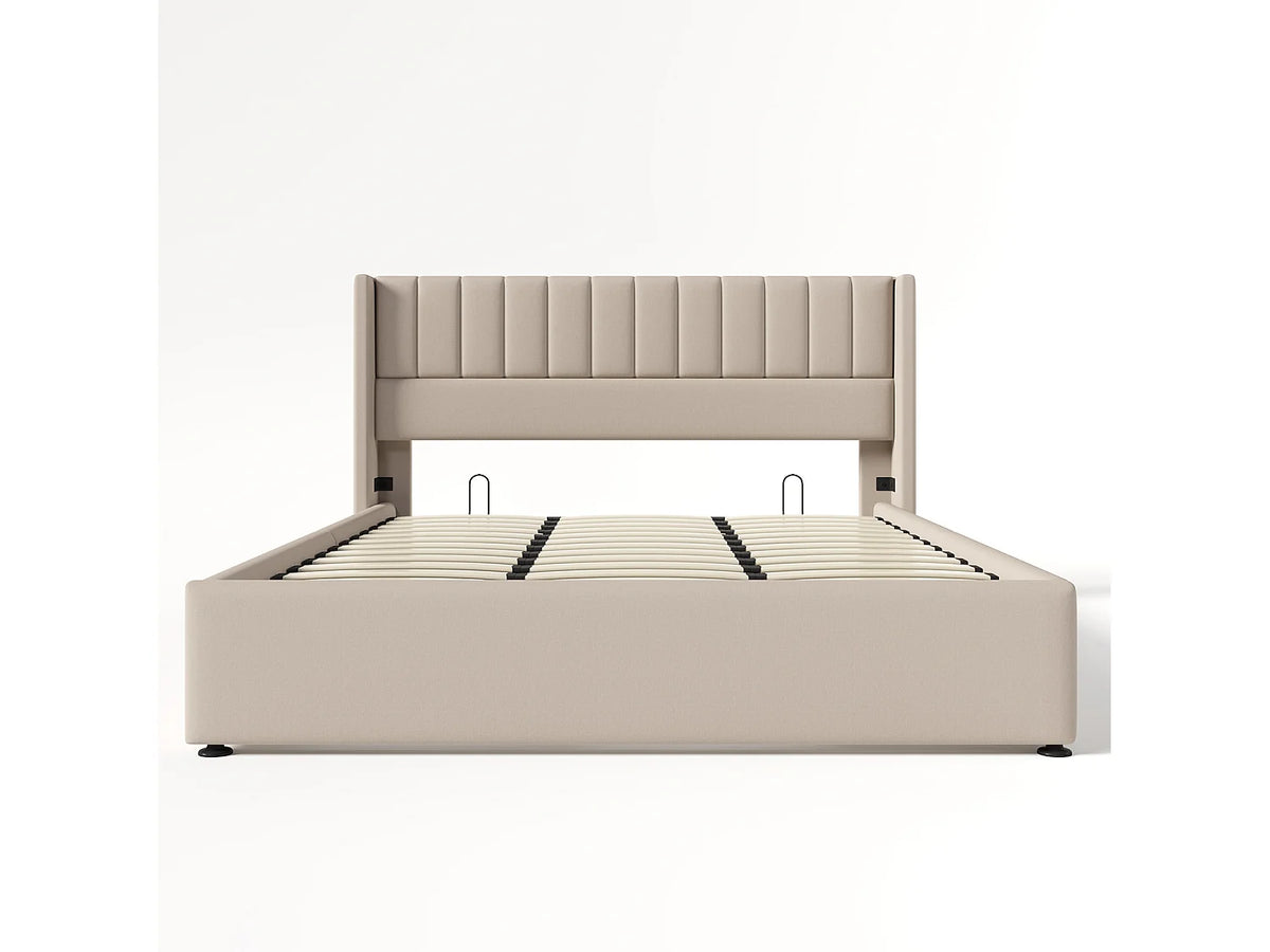 Lit Coffre 180x200 Tissu Lin Beige — vue 4