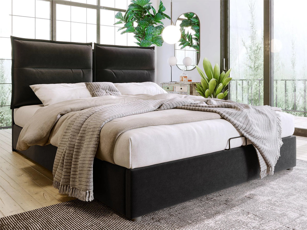 Lit Coffre 140x200 Velours Noir