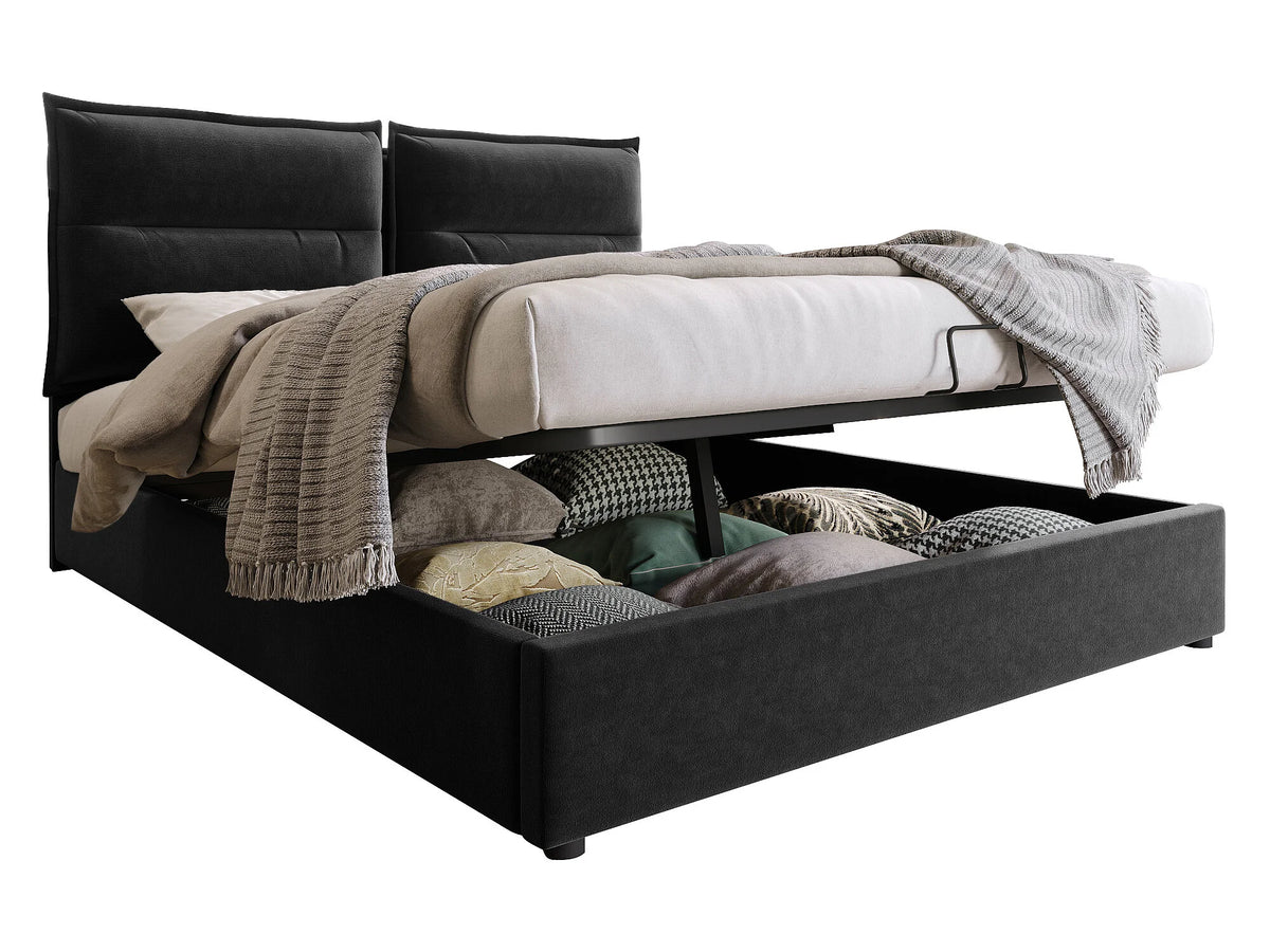 Lit Coffre 140x200 Velours Noir — vue 3