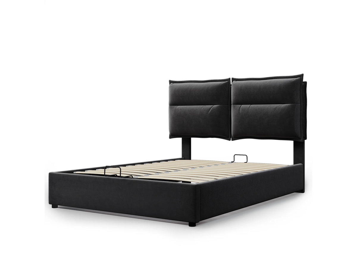 Lit Coffre 140x200 Velours Noir — vue 4