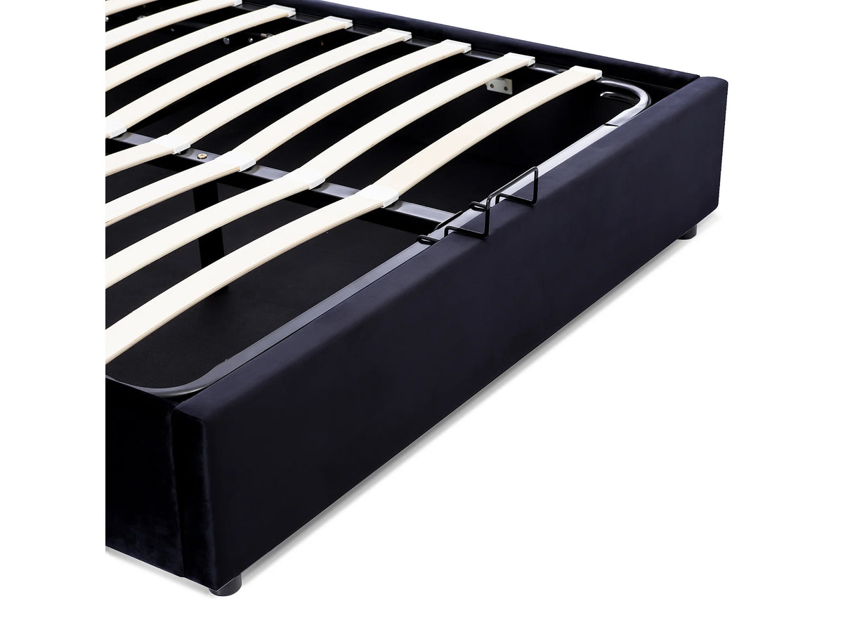 Lit Coffre 140x200 Velours Noir — vue 10