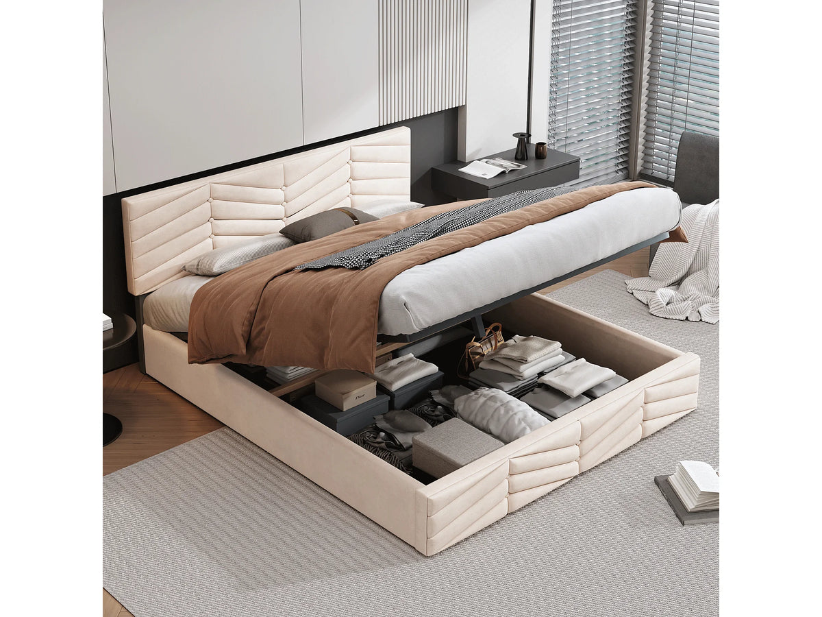 Lit Coffre 140x200 Velours Blanc — vue 3