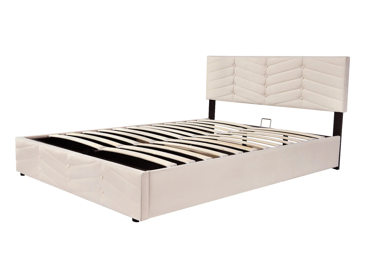 Lit Coffre 140x200 Velours Blanc — vue 10
