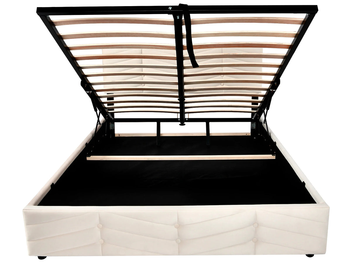 Lit Coffre 140x200 Velours Blanc — vue 7